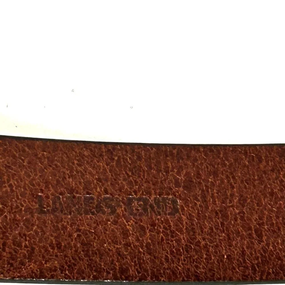 Men's Lands' End Leather Belt Size 40 Brown Brass Buckle Classic Traditional
